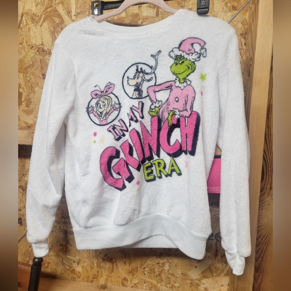 Dr. Seuss Women's White Grinch Sweatshirt
